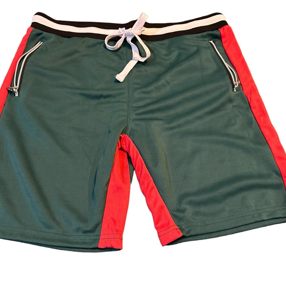 Seven Souls Men's Zipper color block Pocket‎ Running Shorts XL